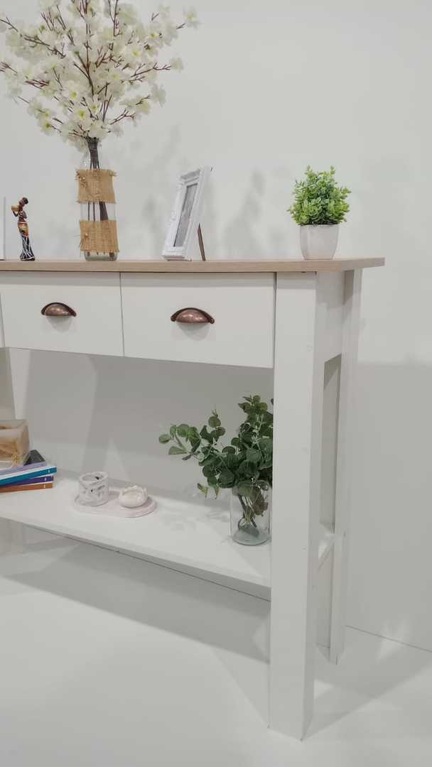 Mesa Recibidora Arrime Melamina Blanca 3 Cajones 130x100x37